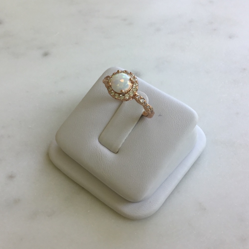 Sale $18! Rose Gold Plated over .925 Sterling Silver Lab created Opal Ring - Picture 14 of 16